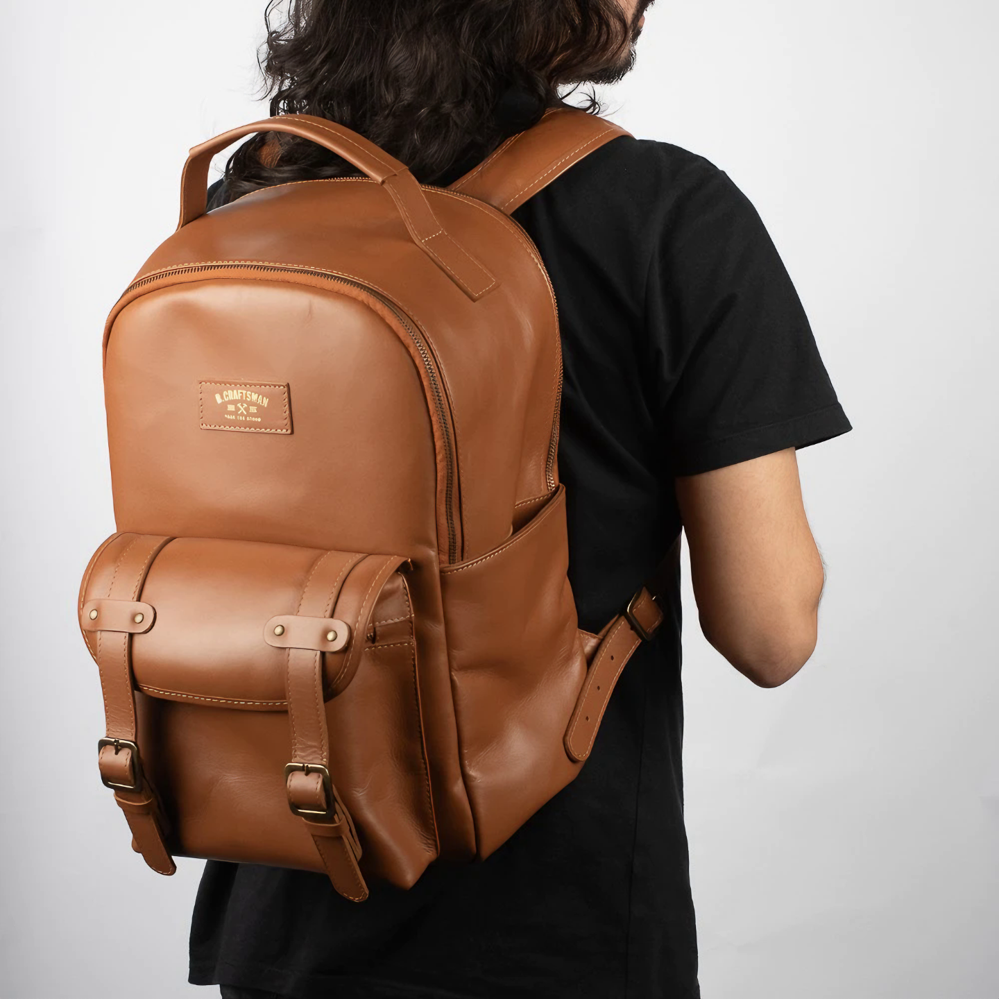 Mochila Couro Caramelo Hunter