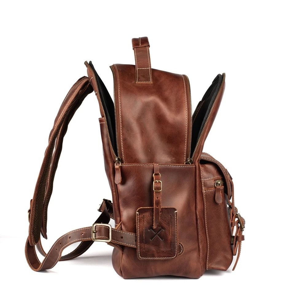 Mochila Couro Marrom Hunter