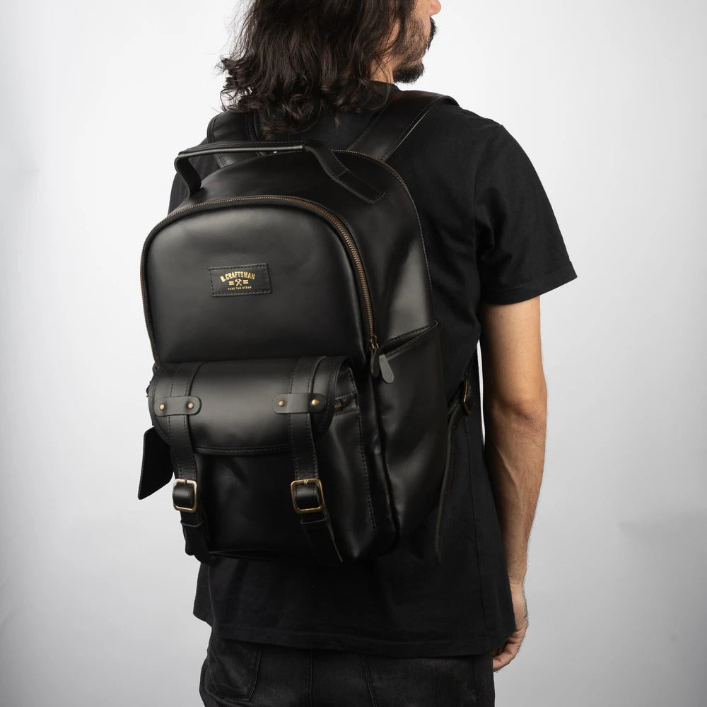 Mochila Couro Preto Hunter