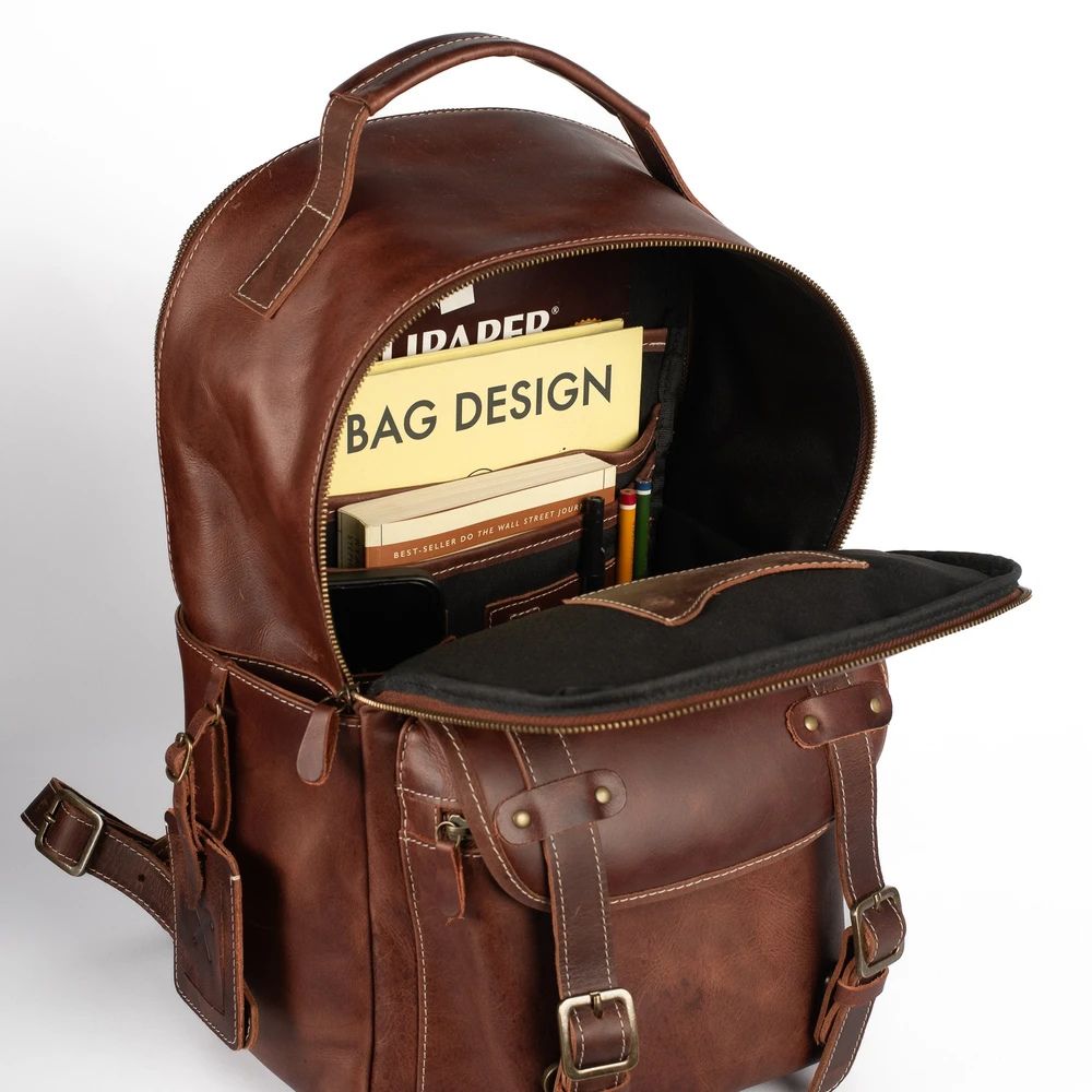 Mochila Couro Marrom Hunter