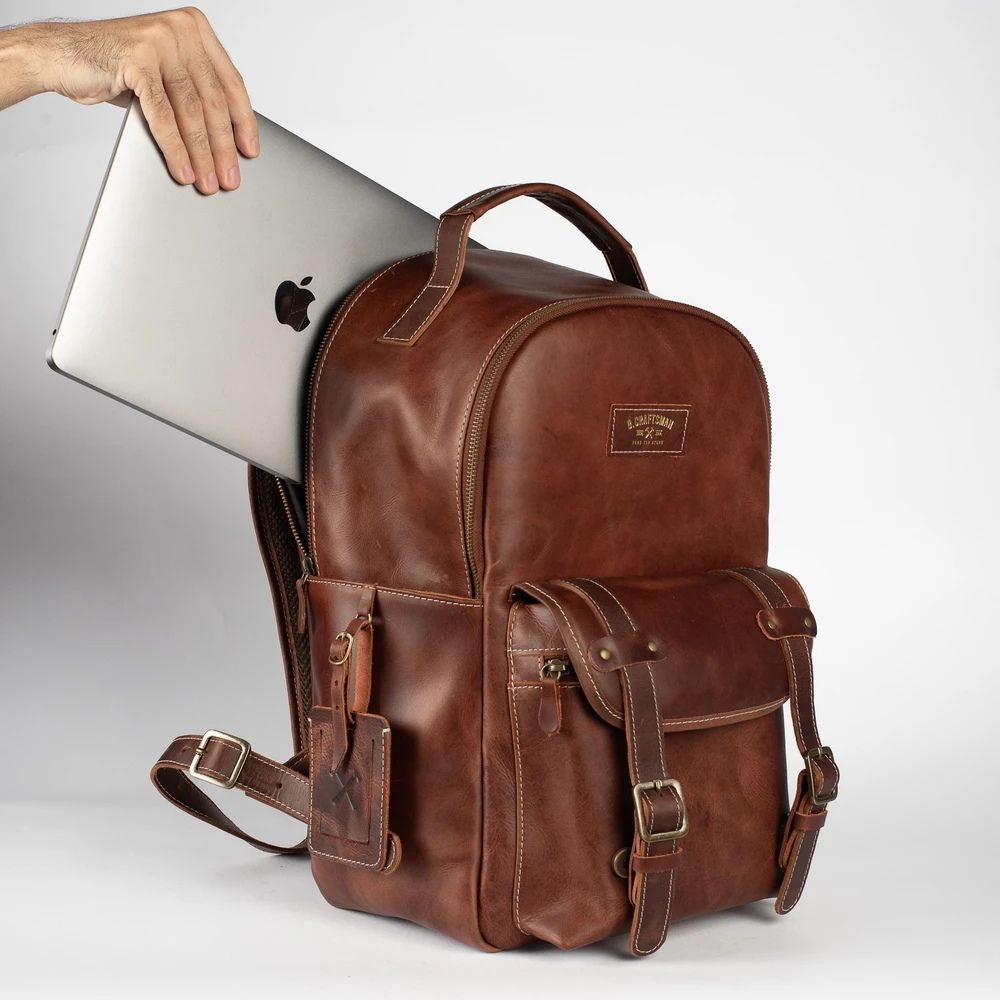 Mochila Couro Marrom Hunter