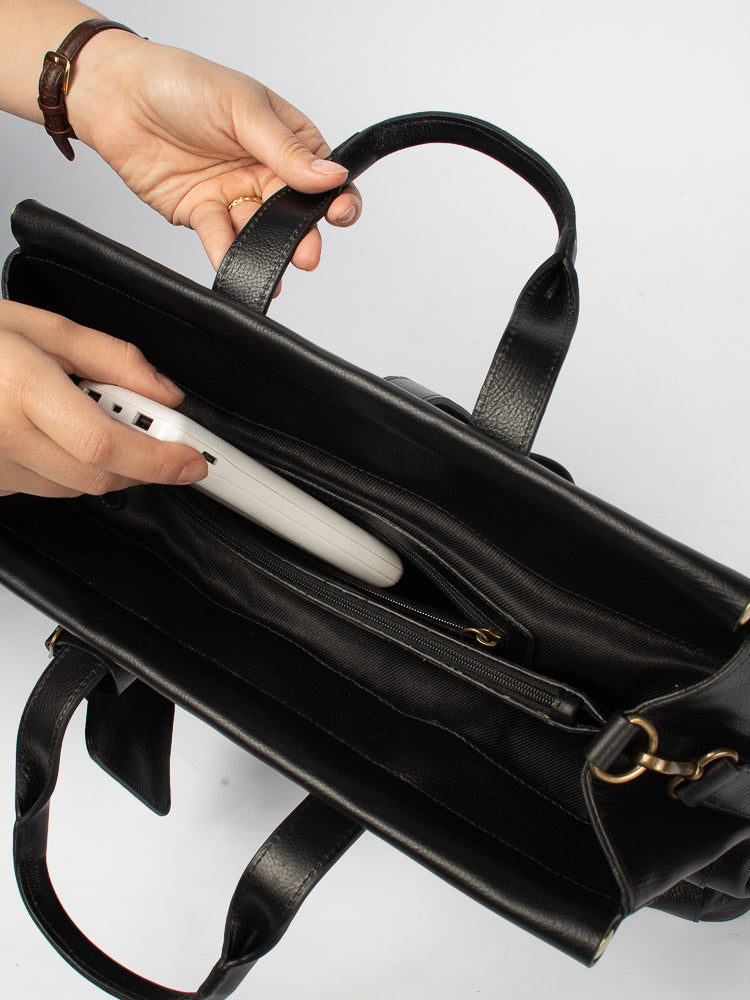 Bolsa Couro Preto Alden