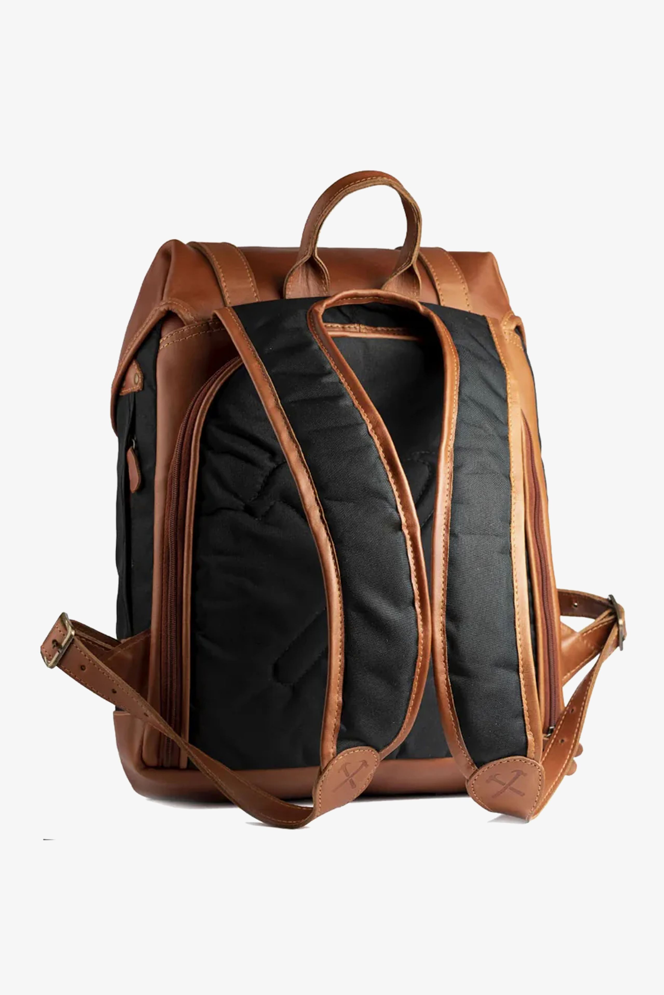 Mochila Couro Caramelo e Lona Preta Roadstar