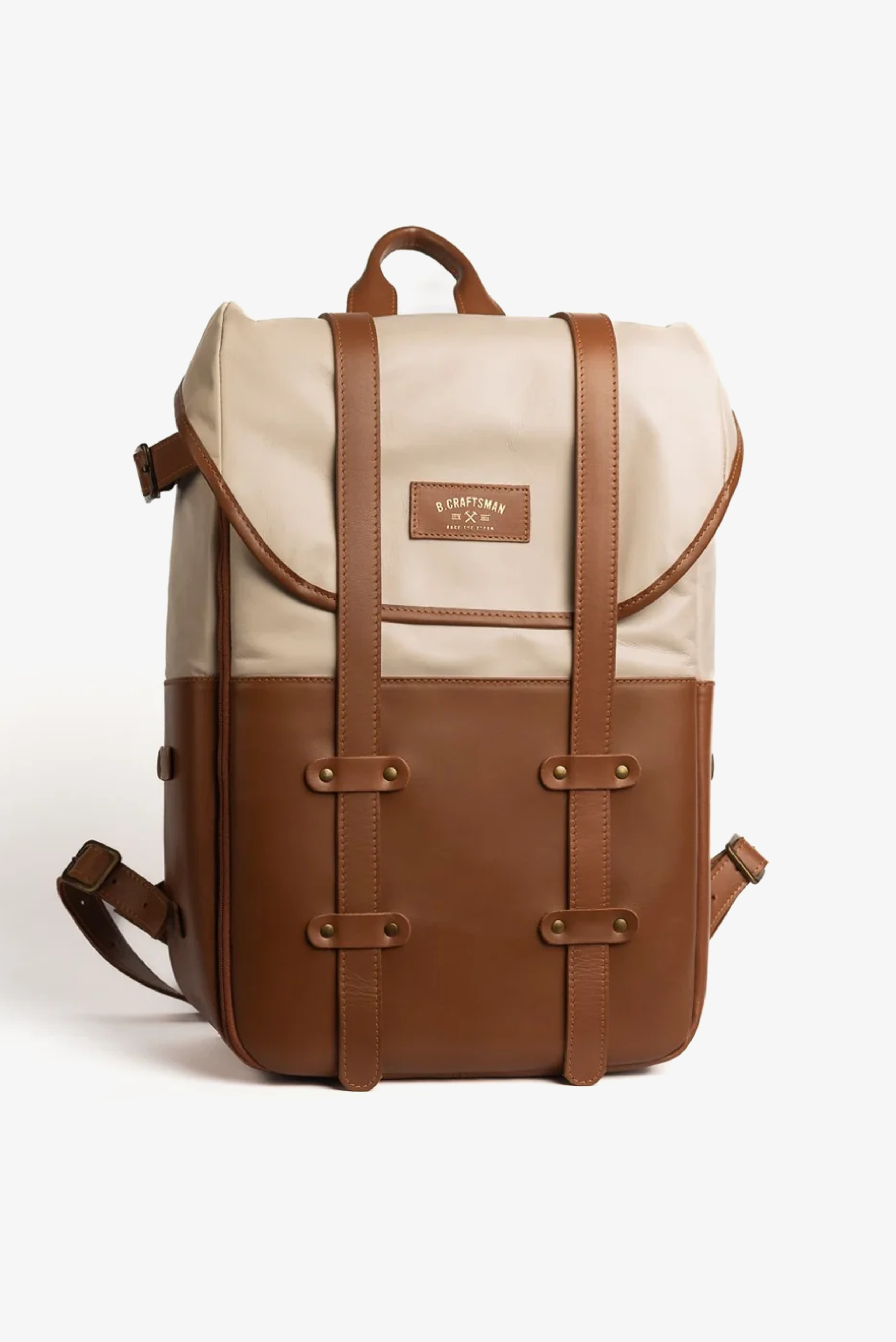 Mochila Couro  Offwhite+Caramelo Arya Special