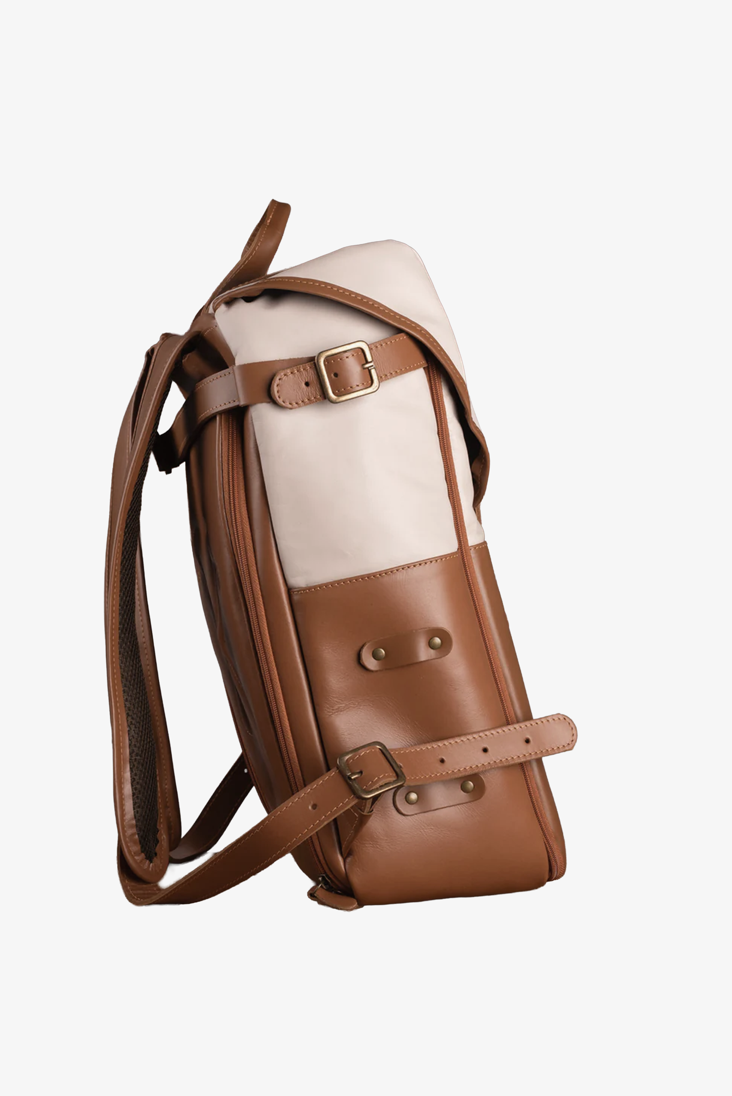 Mochila Couro  Offwhite+Caramelo Arya Special