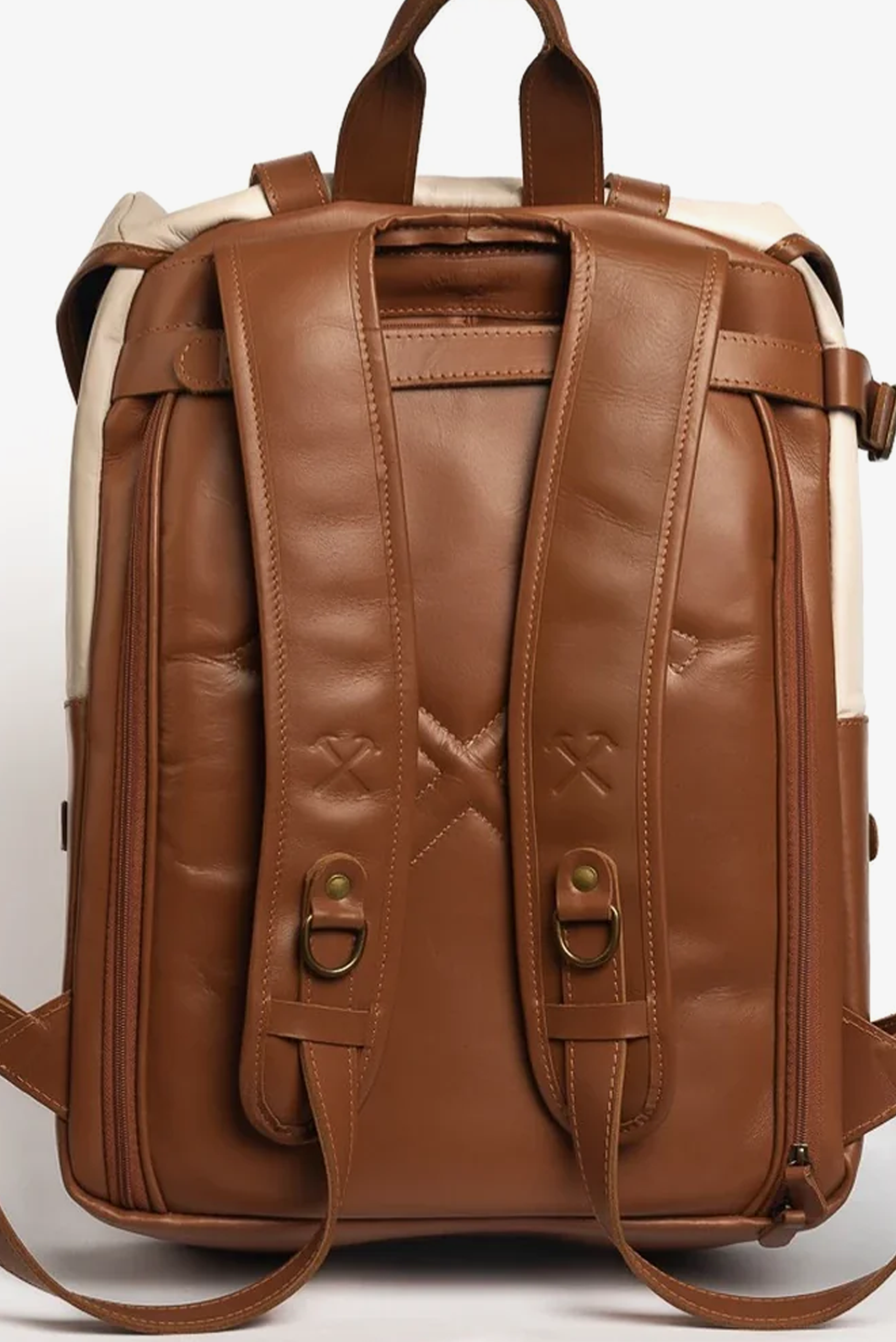 Mochila Couro  Offwhite+Caramelo Arya Special