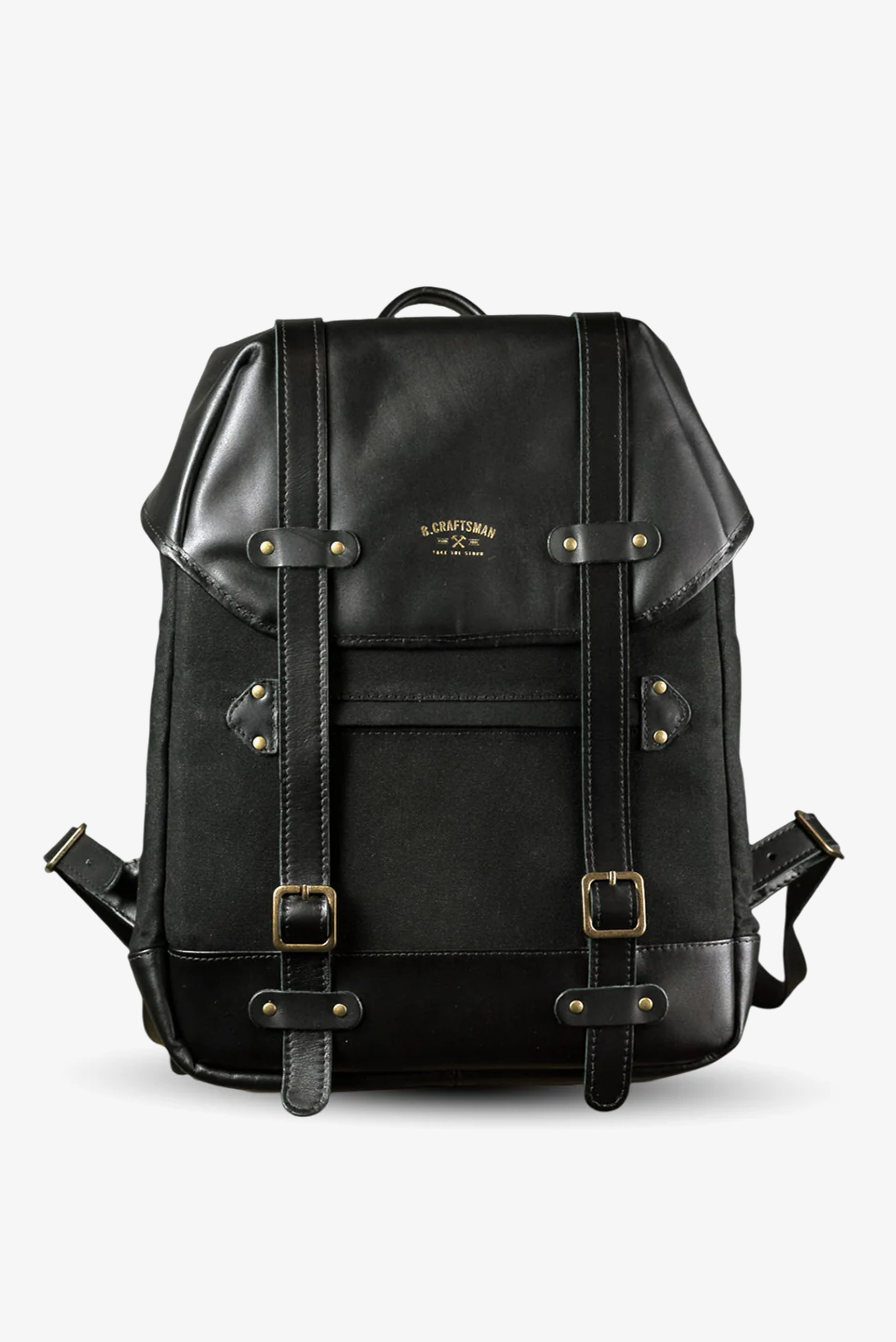 Mochila Couro Preto e Lona Preta Roadstar