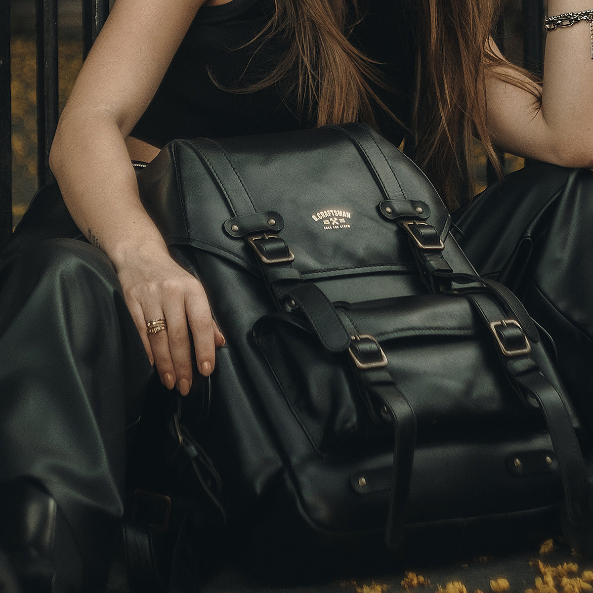 Mochila Couro Preto Ragnar