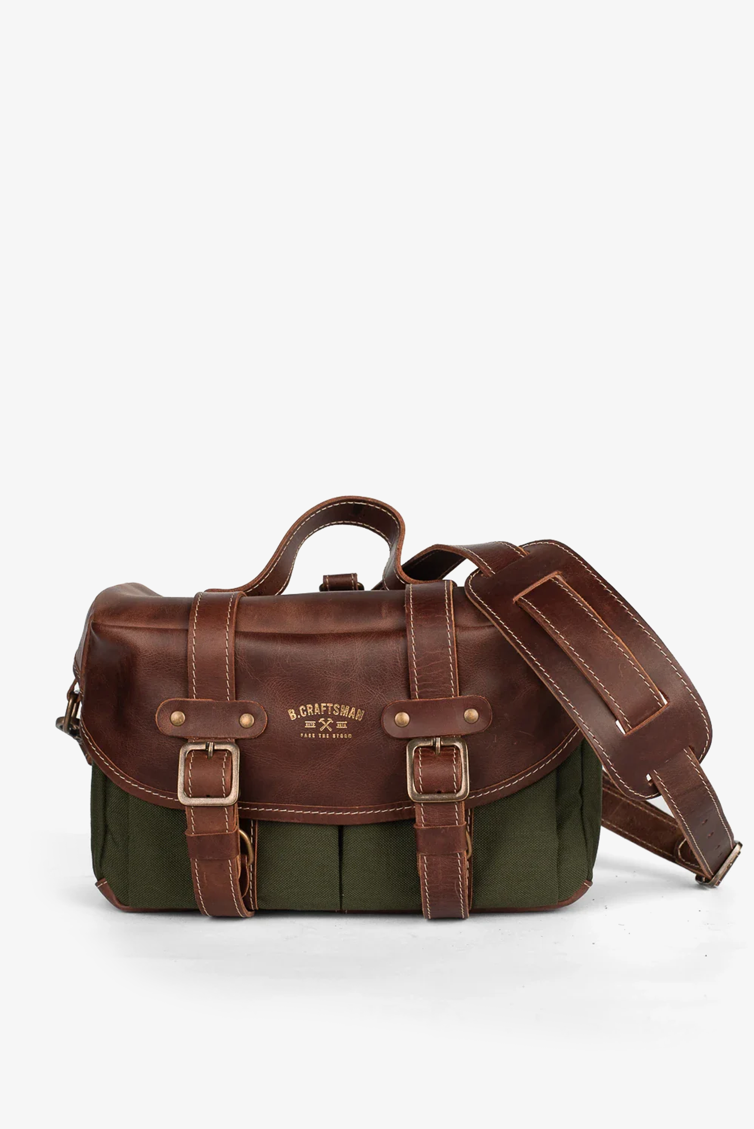 Bolsa Lona Verde c/ Couro Café Penny