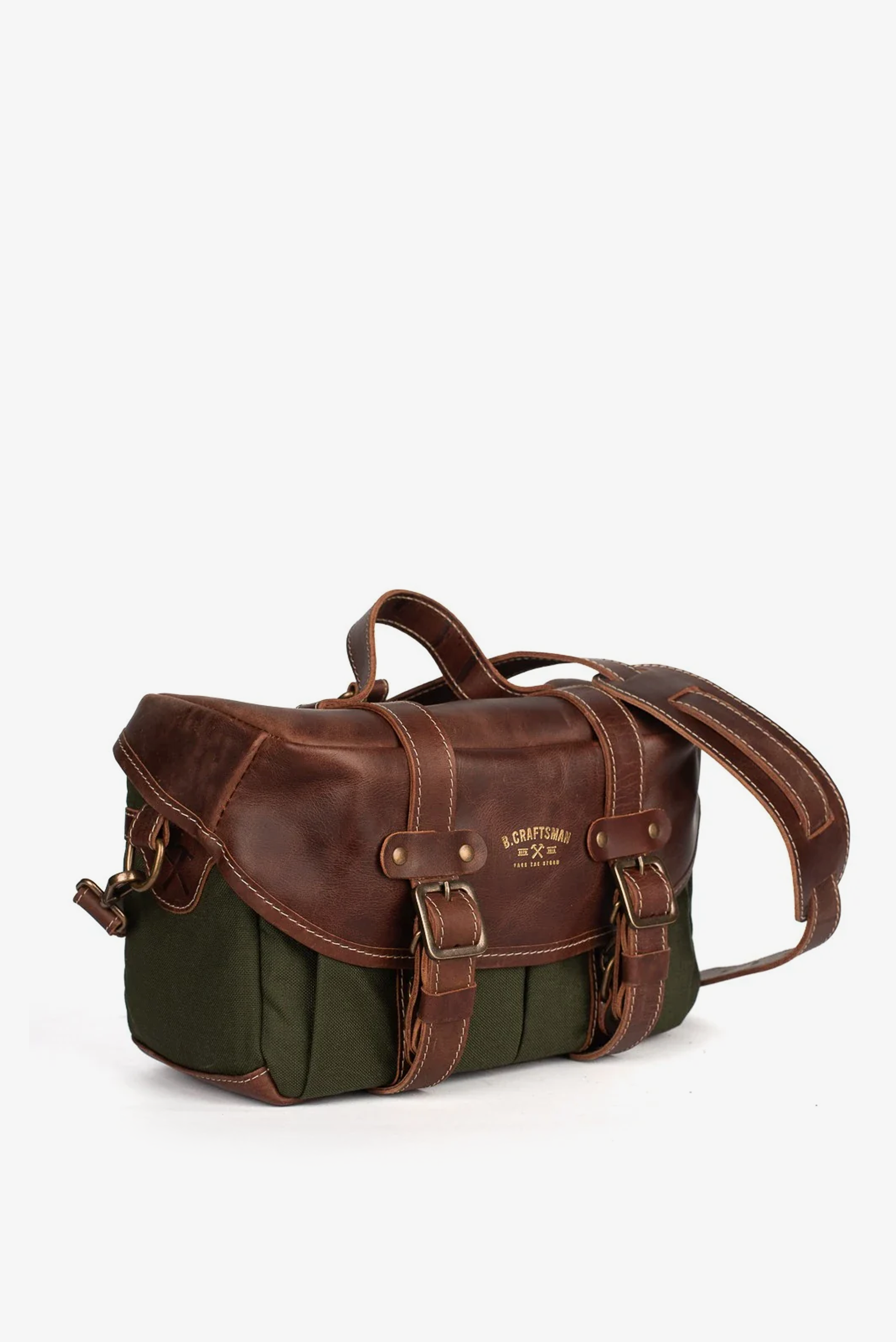 Bolsa Lona Verde c/ Couro Café Penny
