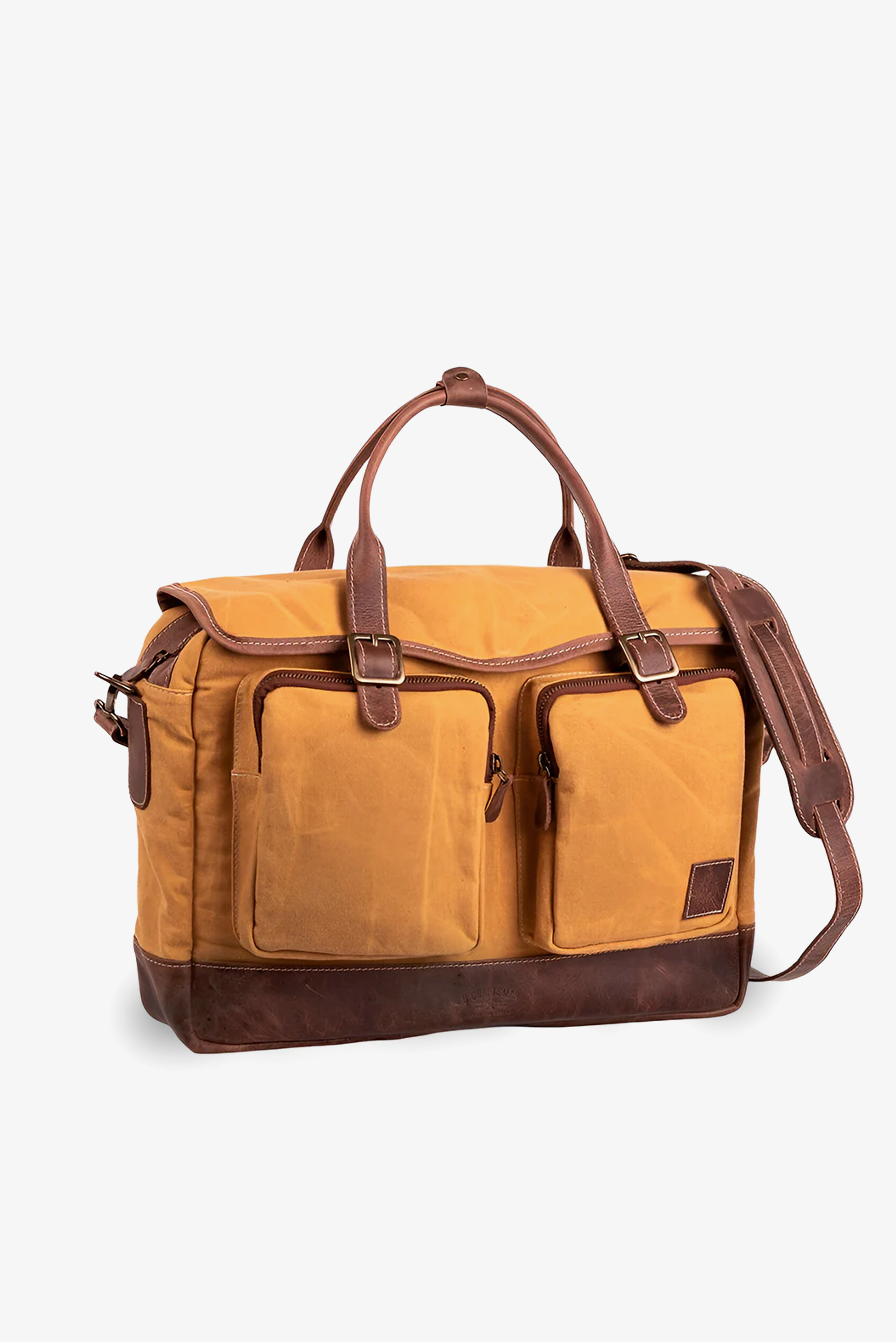 Bolsa Carter Lona Amarelo Couro Marrom