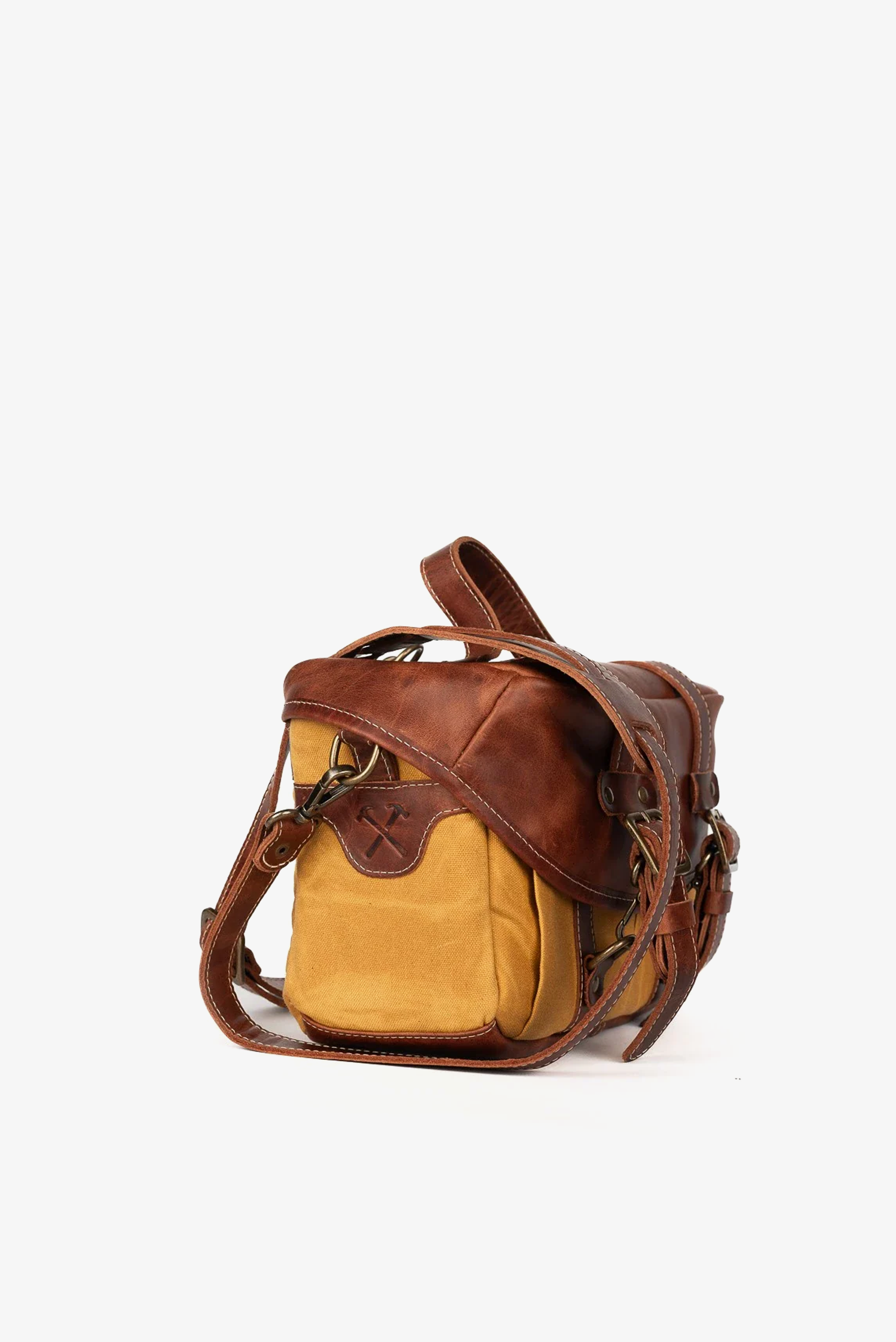 Bolsa Lona Amarela c/ Couro Café Penny