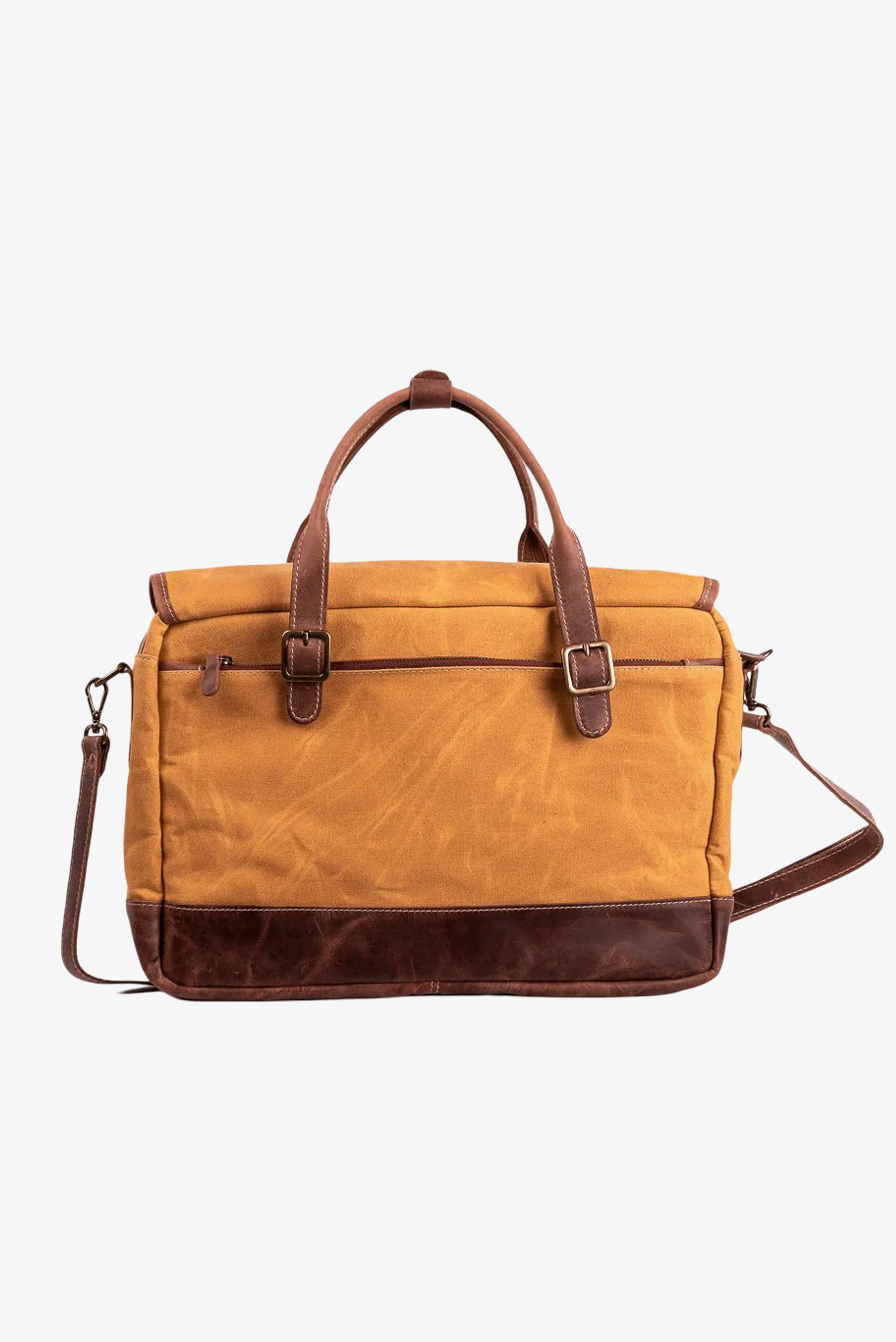 Bolsa Carter Lona Amarelo Couro Marrom