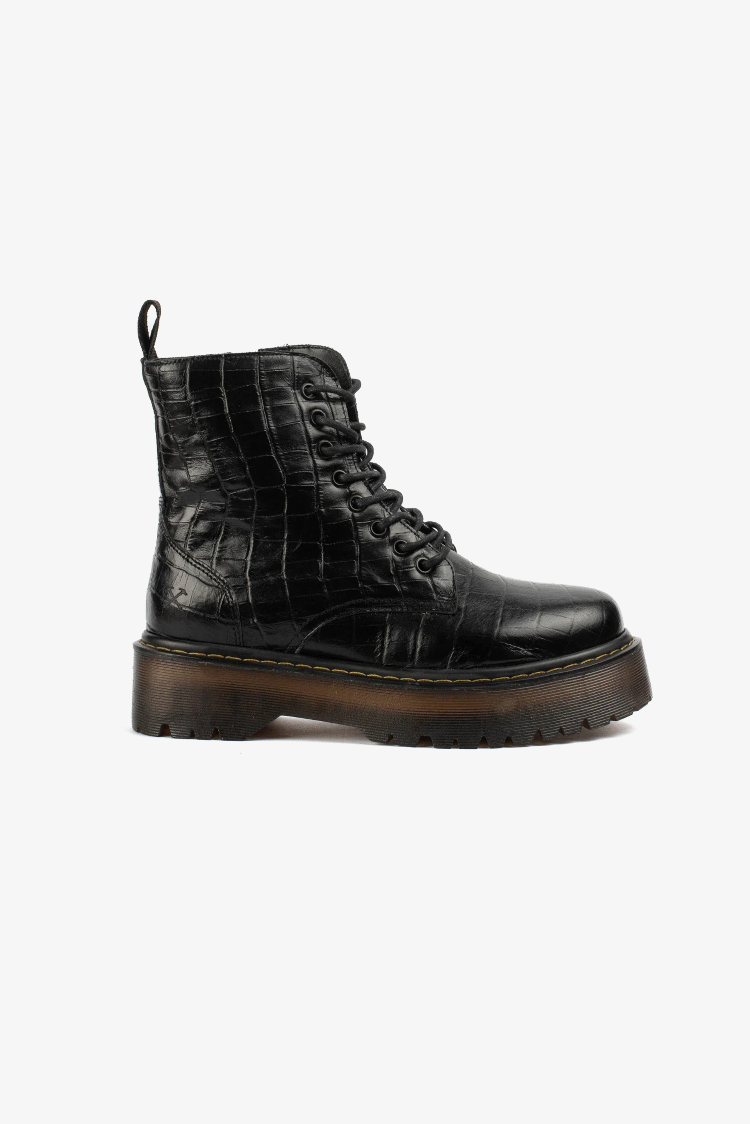 Bota Couro Preto Patti Croco
