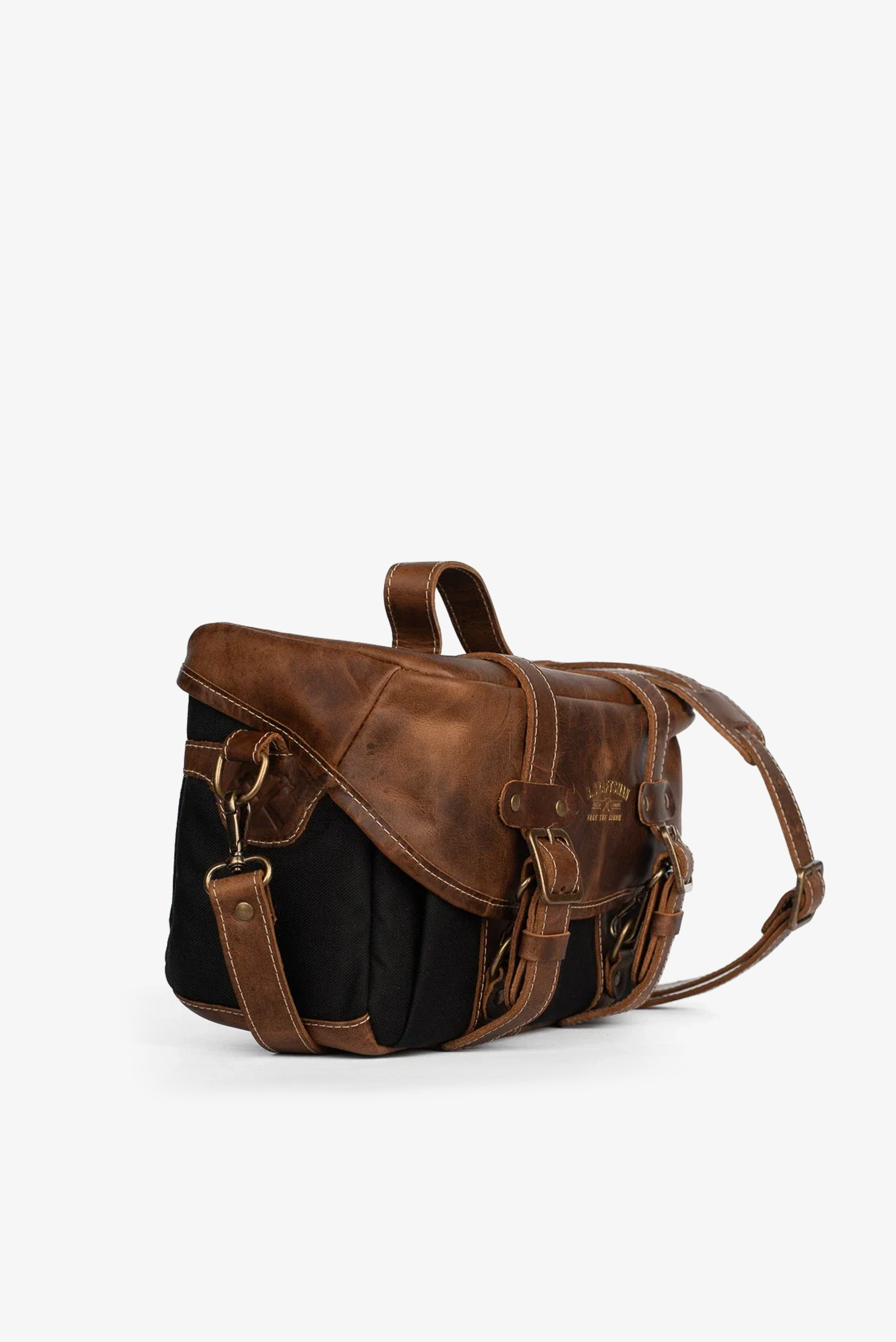 Bolsa Lona Preta c/ Couro Café Penny