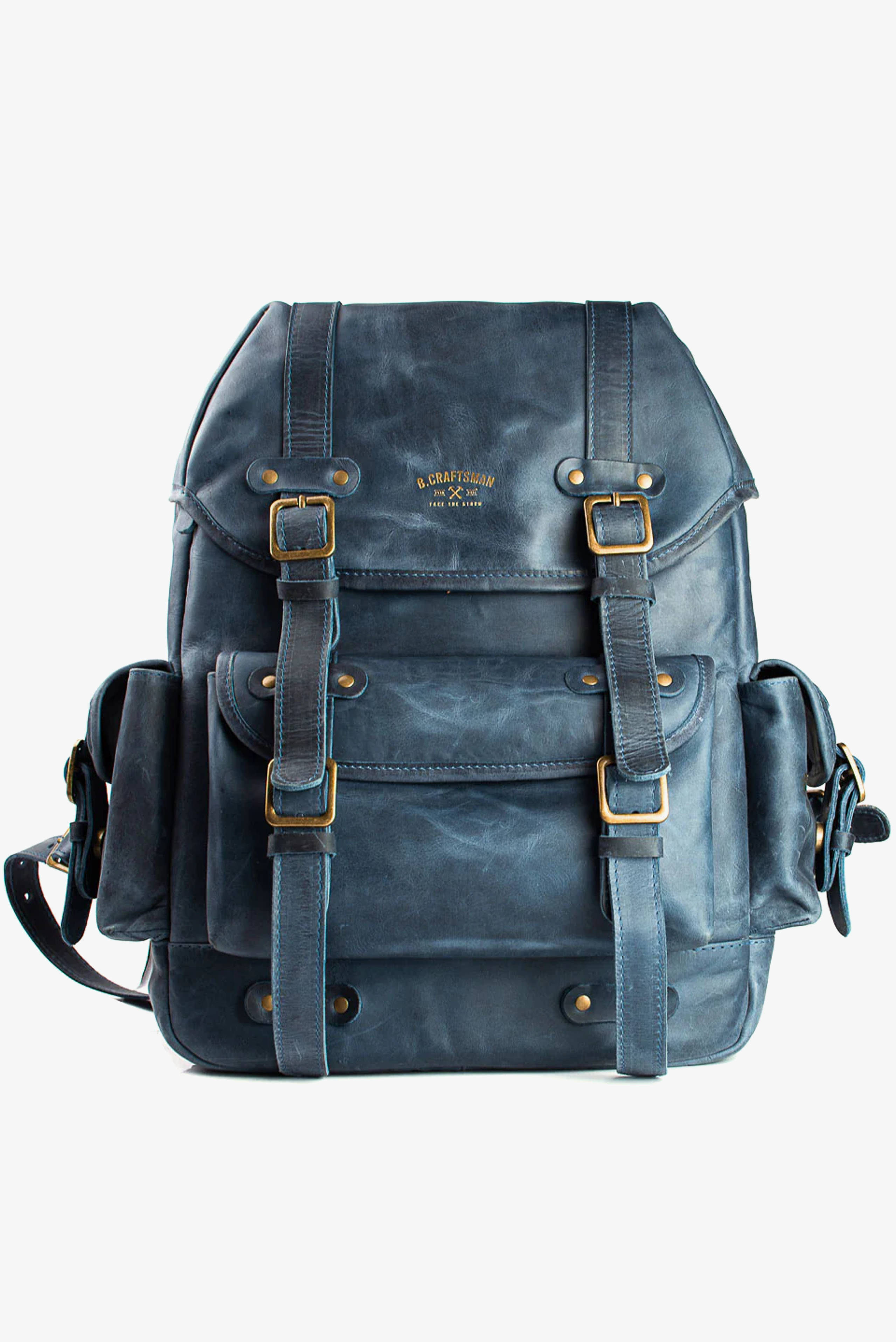 Mochila Couro Azul Ragnar