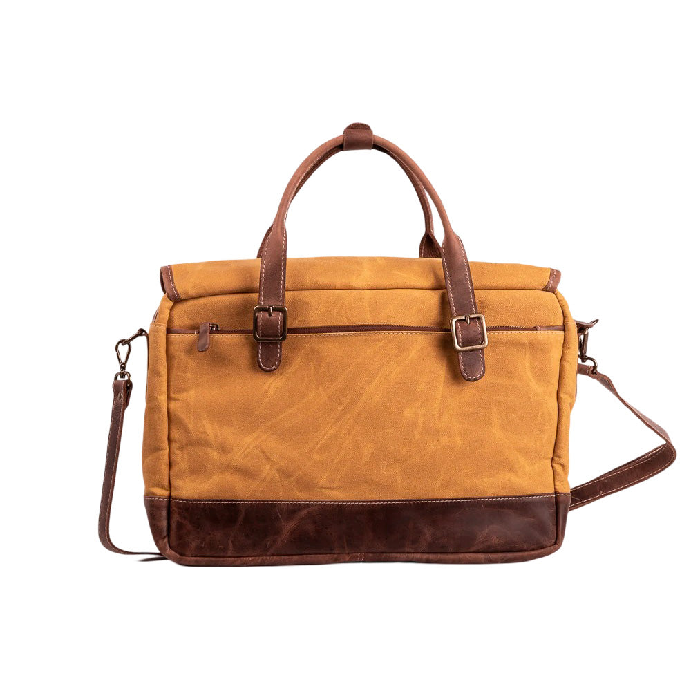 Bolsa Carter Lona Amarelo Couro Marrom