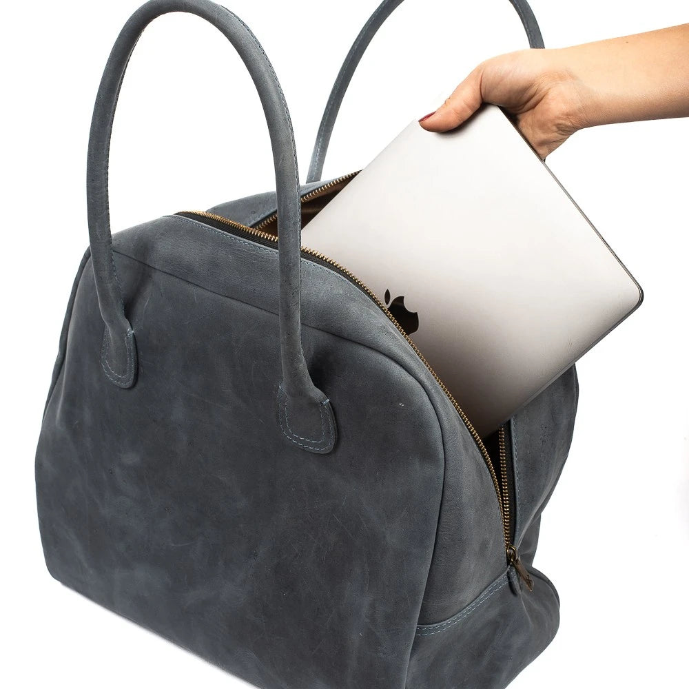 Bolsa Couro Azul Atlas