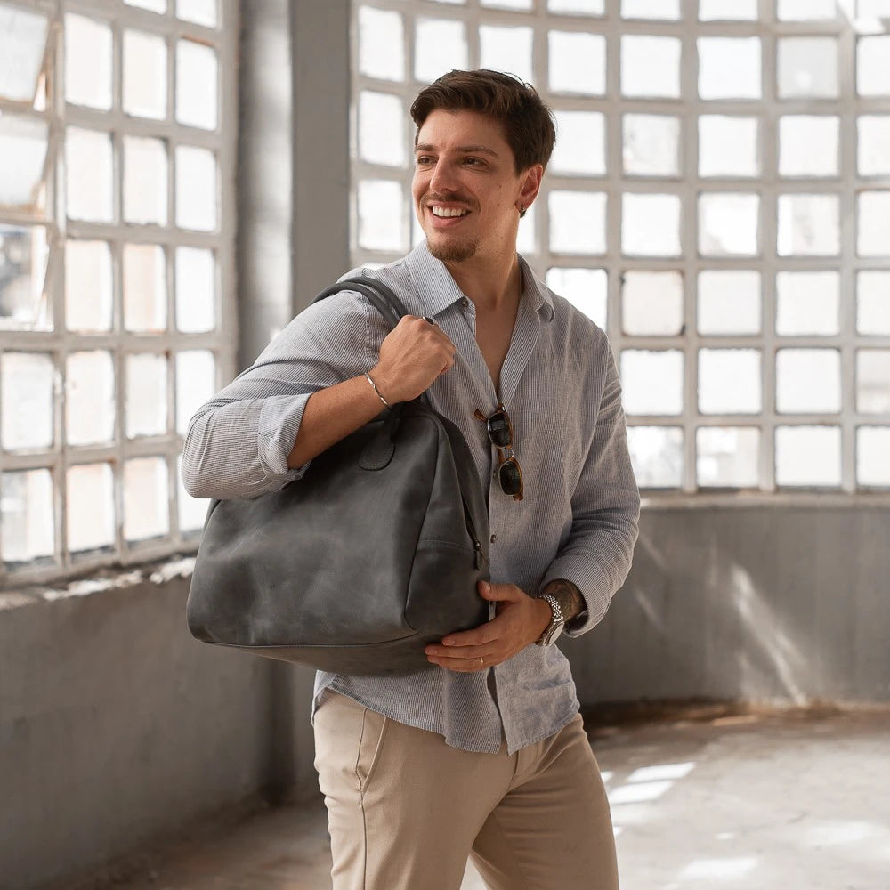 Bolsa Couro Azul Atlas