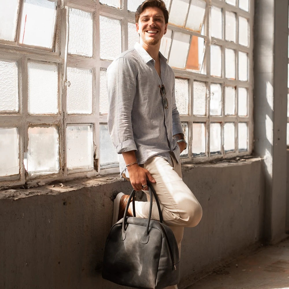 Bolsa Couro Azul Atlas
