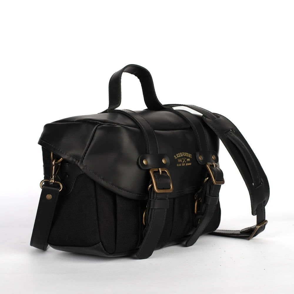 Bolsa Lona Preta c/ Couro Preto Penny