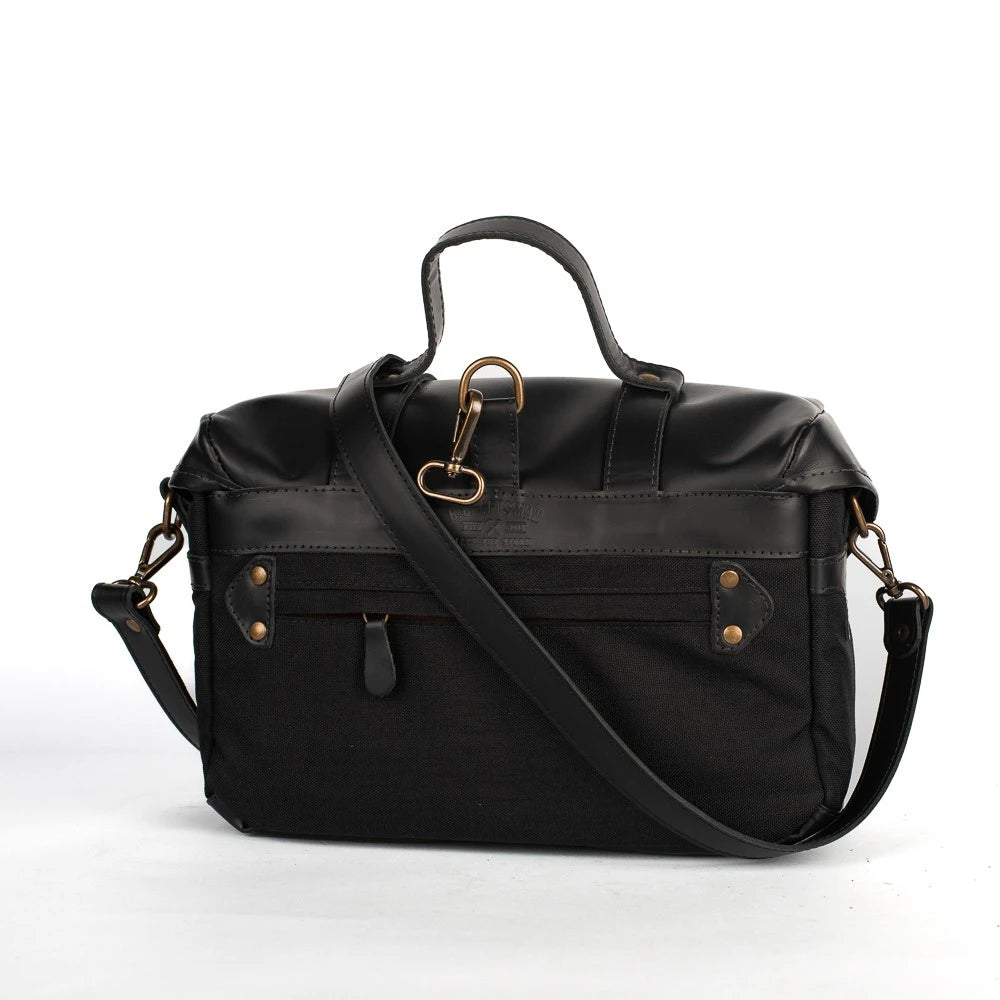 Bolsa Lona Preta c/ Couro Preto Penny