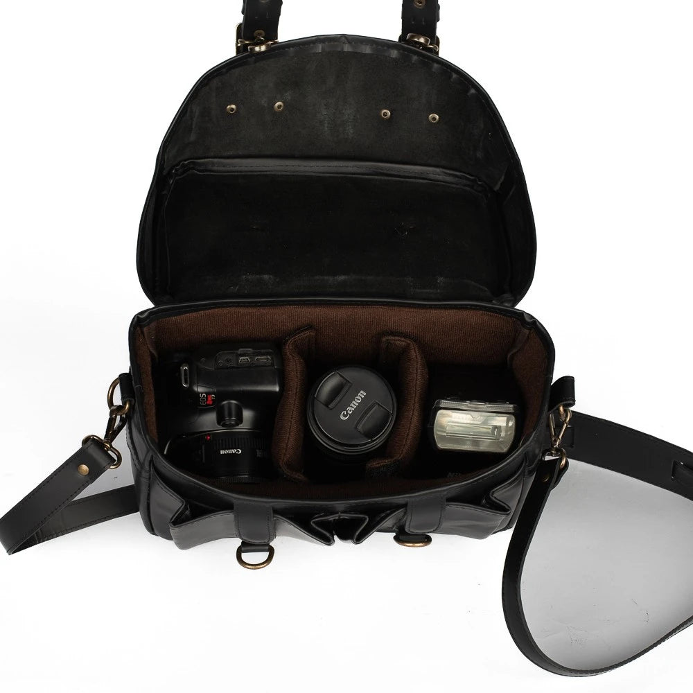 Bolsa Lona Preta c/ Couro Preto Penny