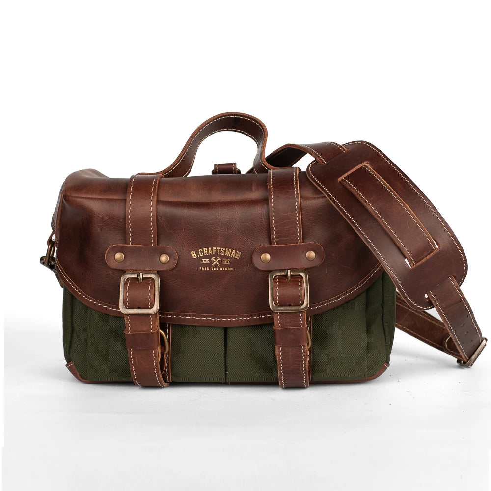 Bolsa Lona Verde c/ Couro Café Penny