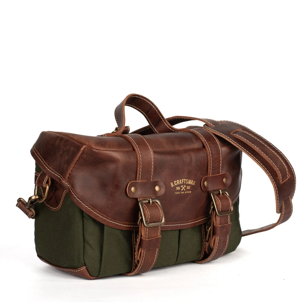Bolsa Lona Verde c/ Couro Café Penny