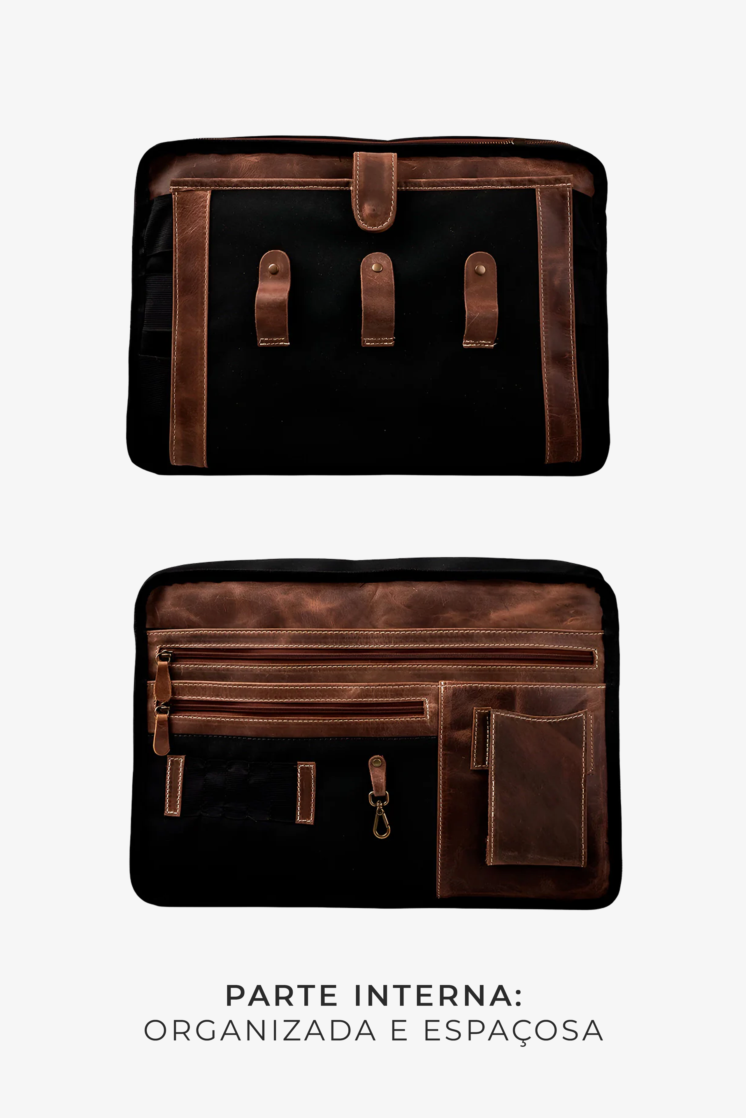 Bolsa Carter Lona Amarelo Couro Marrom