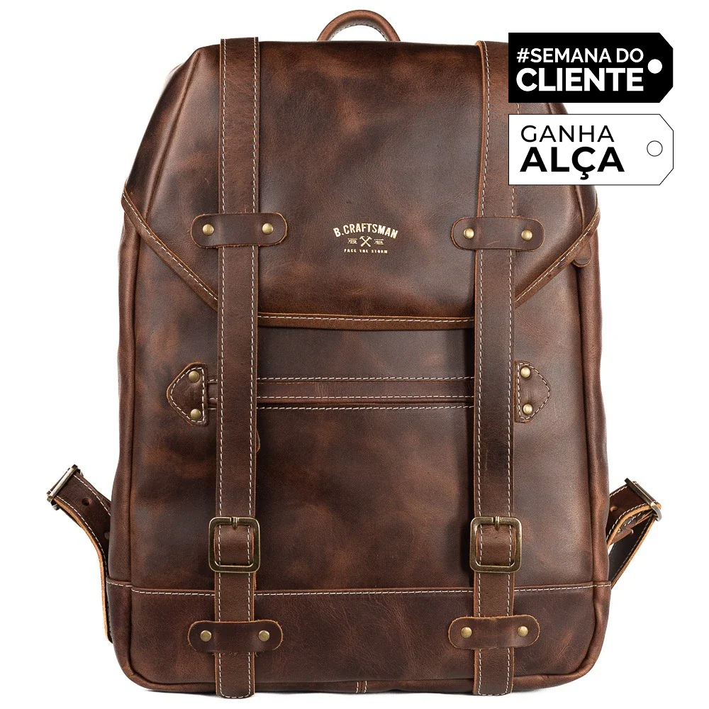 Mochila Couro Marrom Roadstar Special