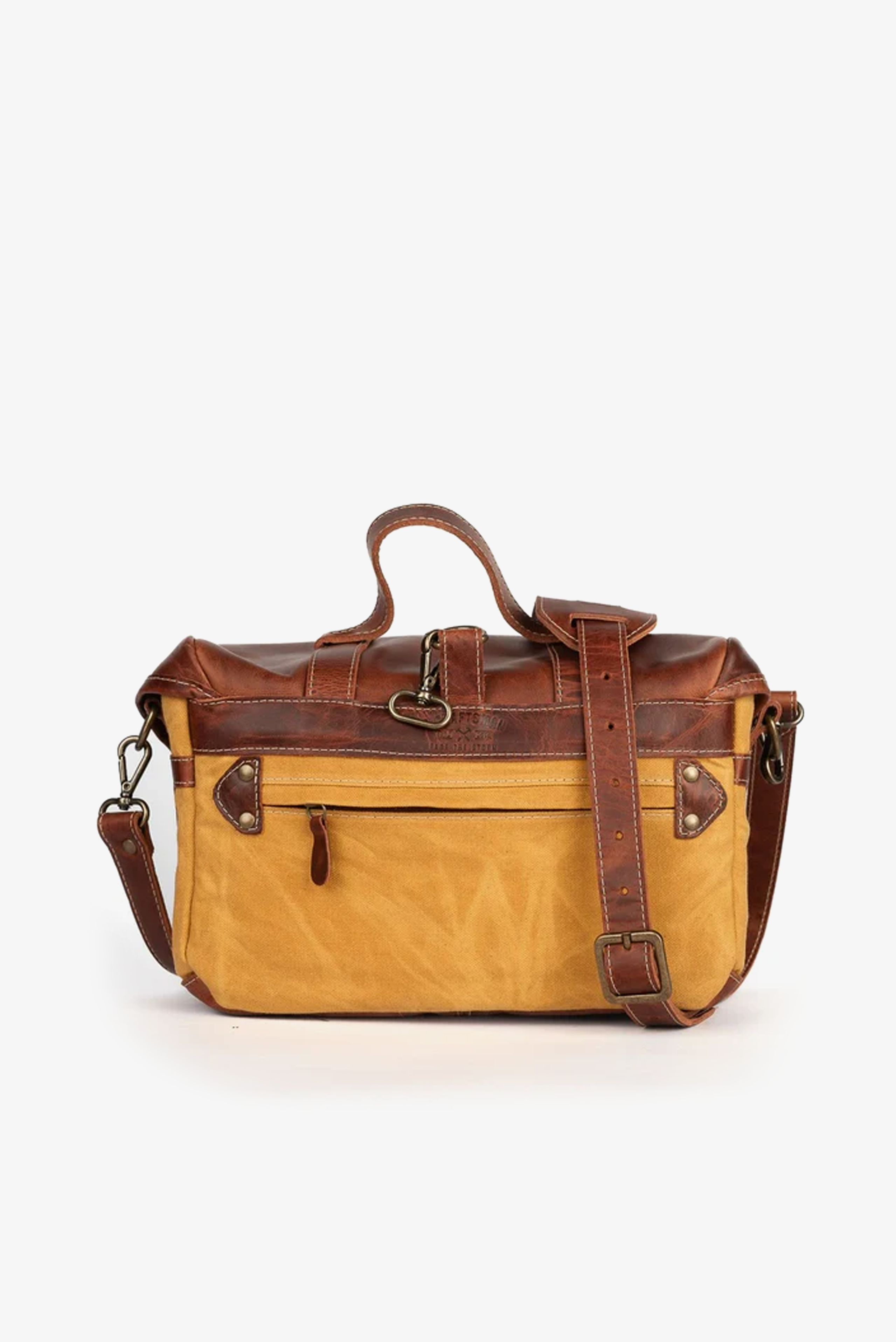 Bolsa Lona Amarela c/ Couro Café Penny