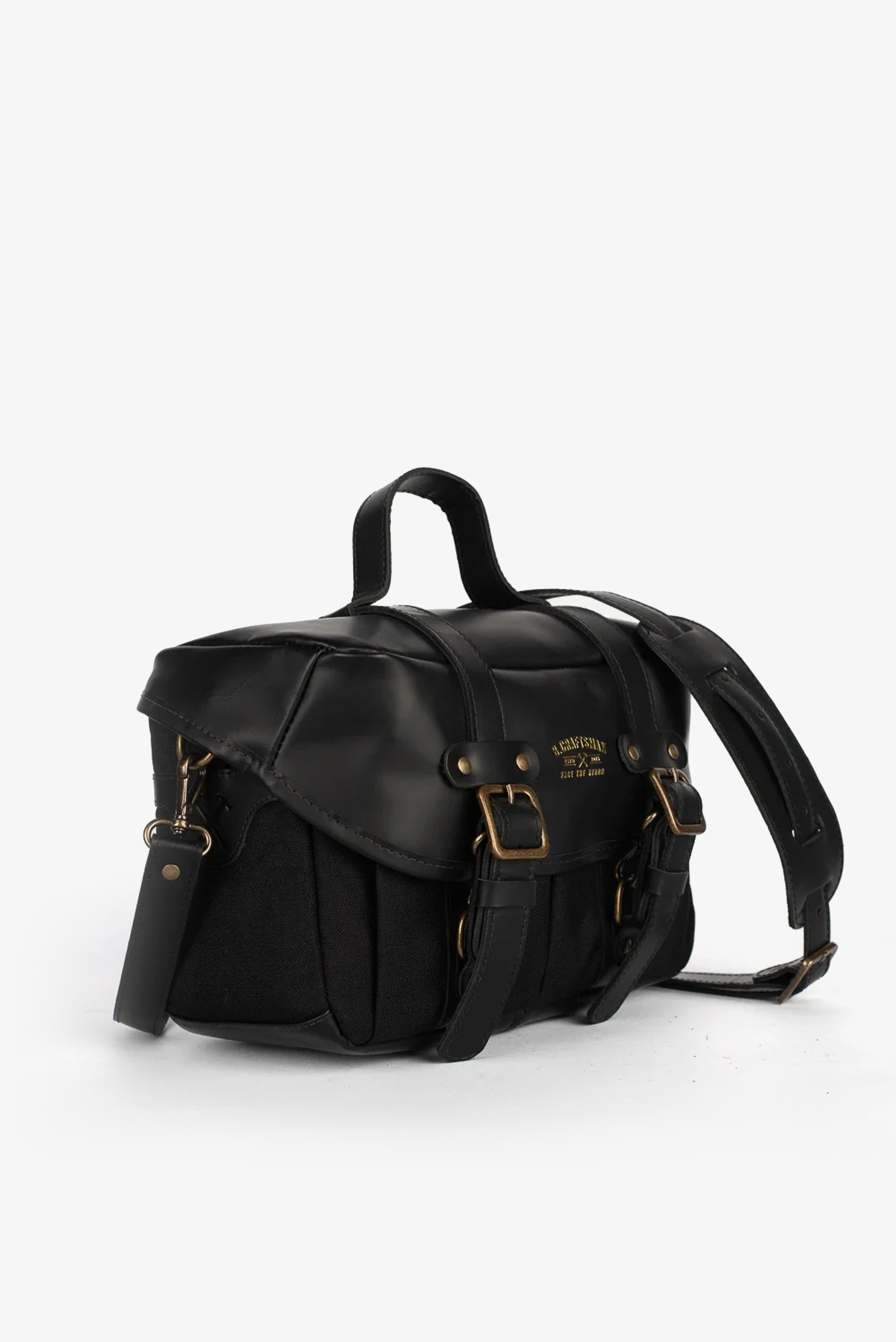 Bolsa Lona Preta c/ Couro Preto Penny