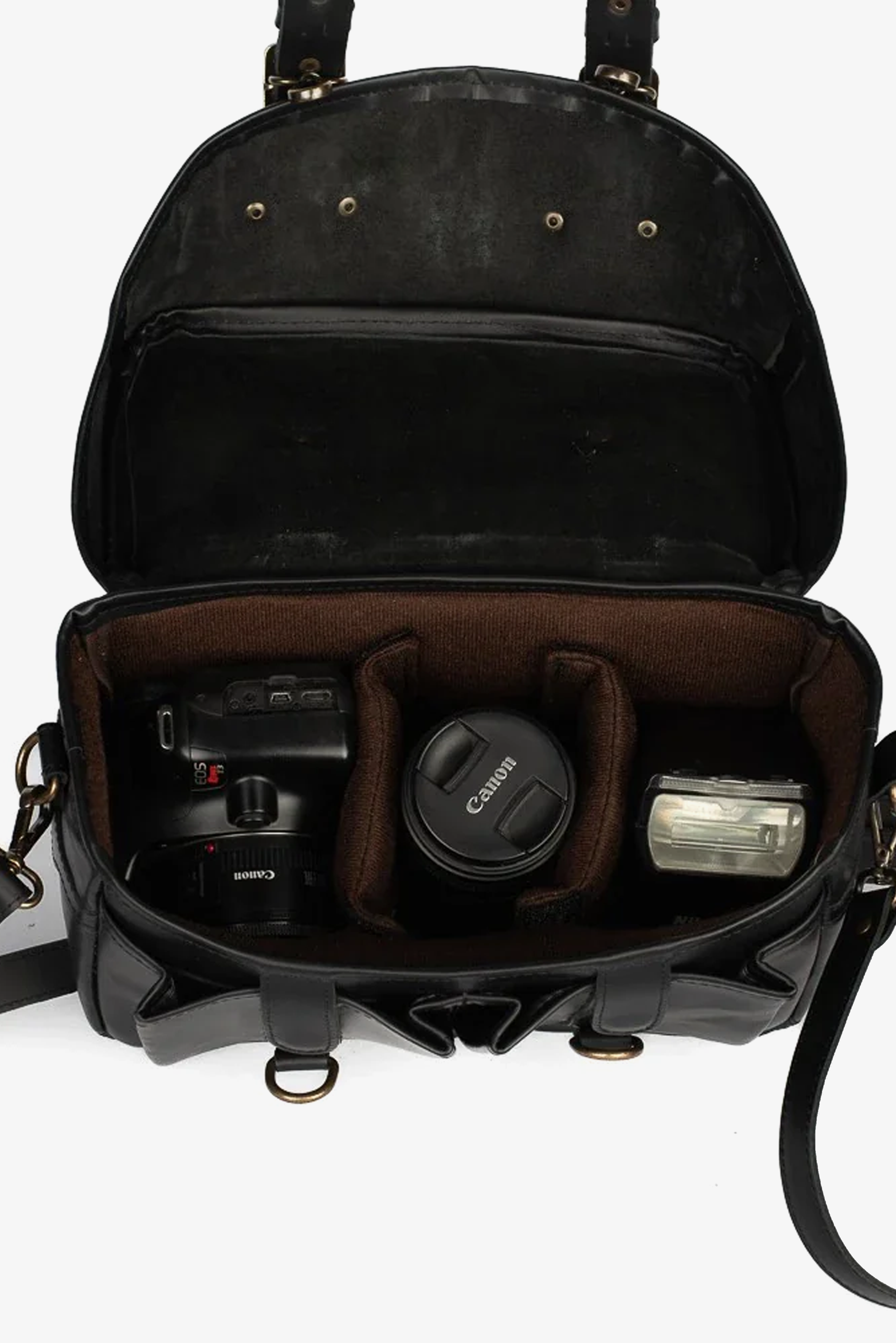 Bolsa Lona Preta c/ Couro Preto Penny