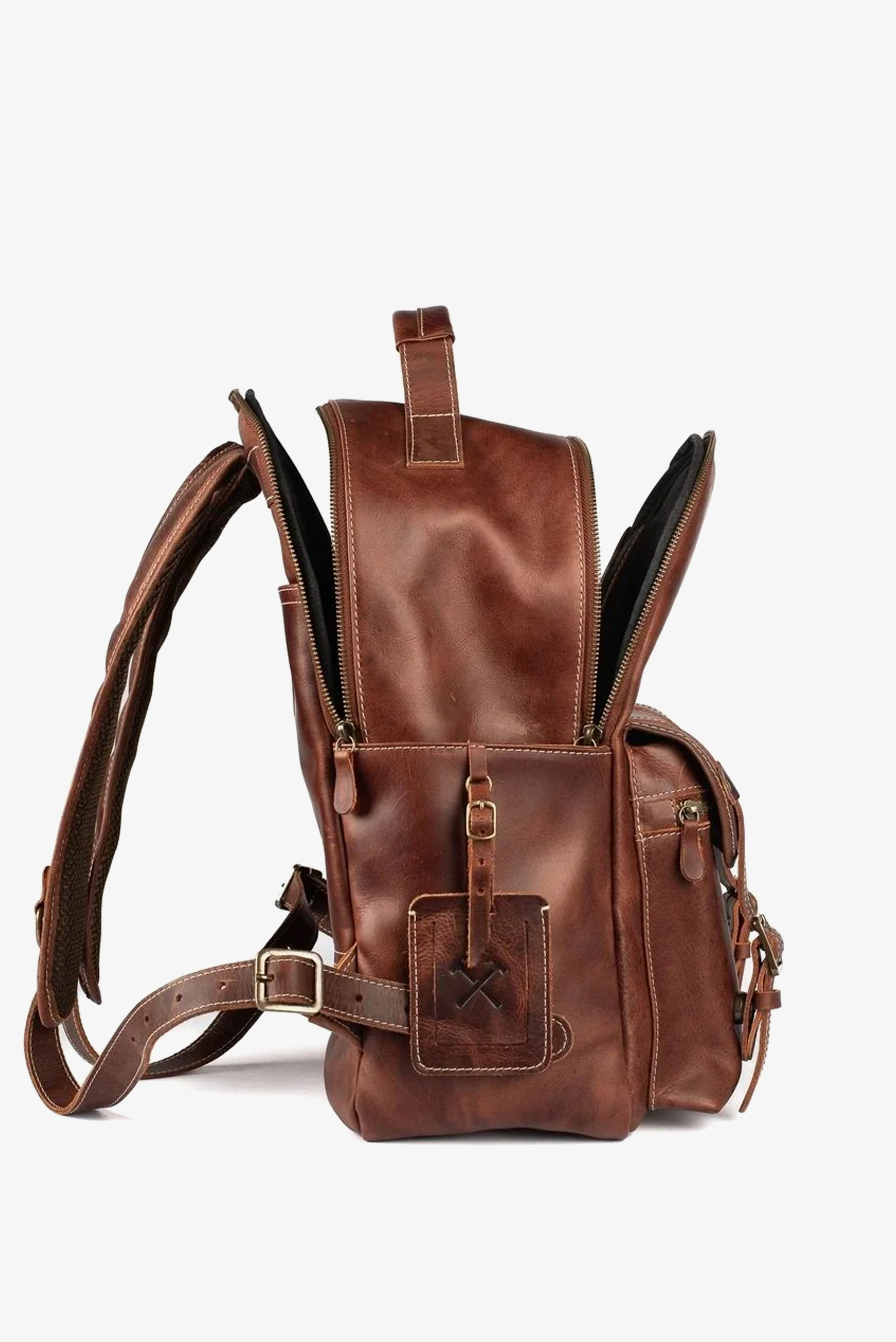 Mochila Couro Marrom Hunter