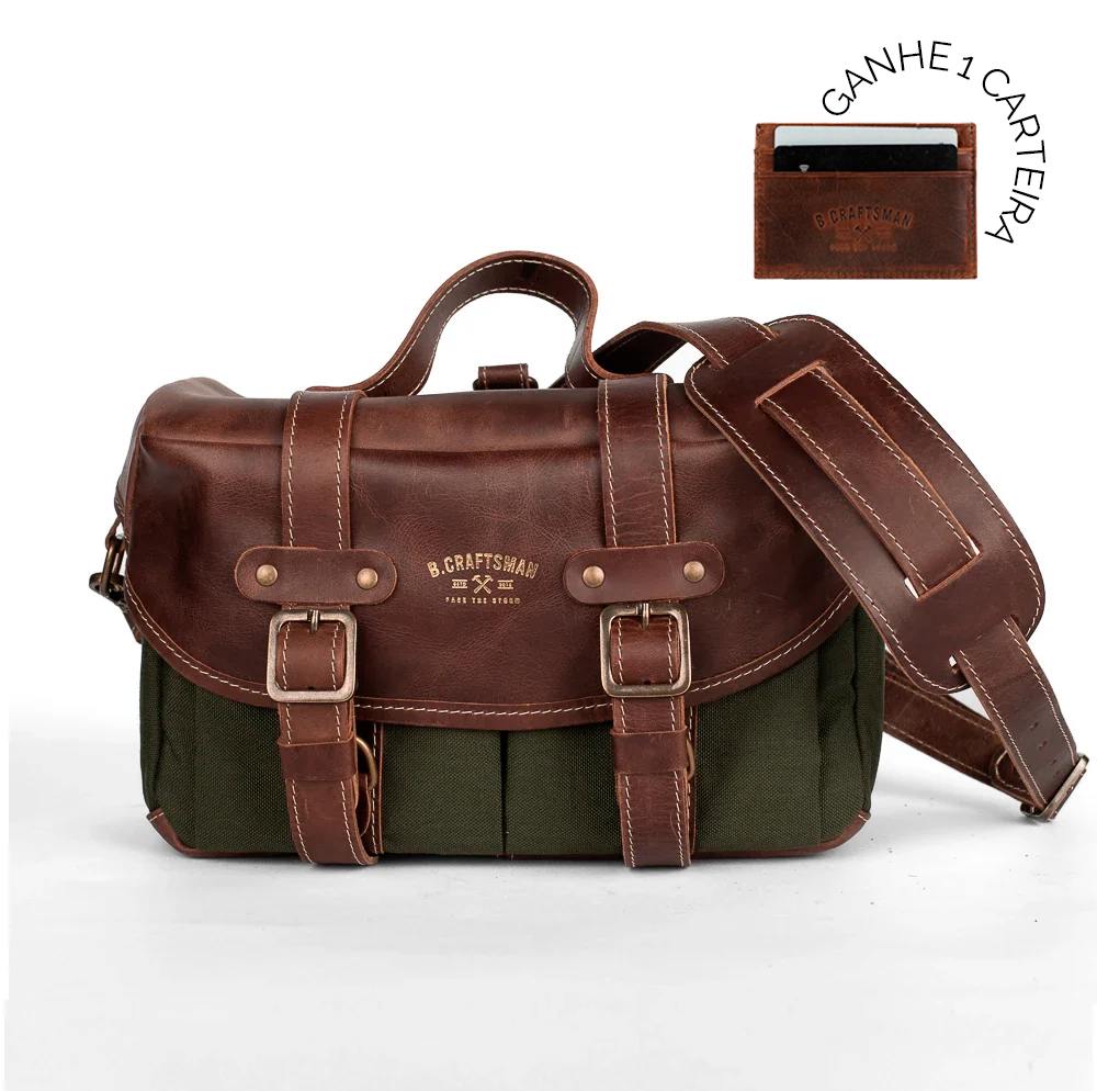 Bolsa Lona Verde c/ Couro Café Penny