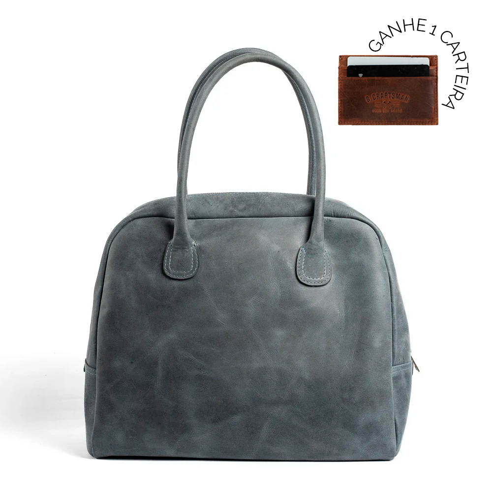Bolsa Couro Azul Atlas