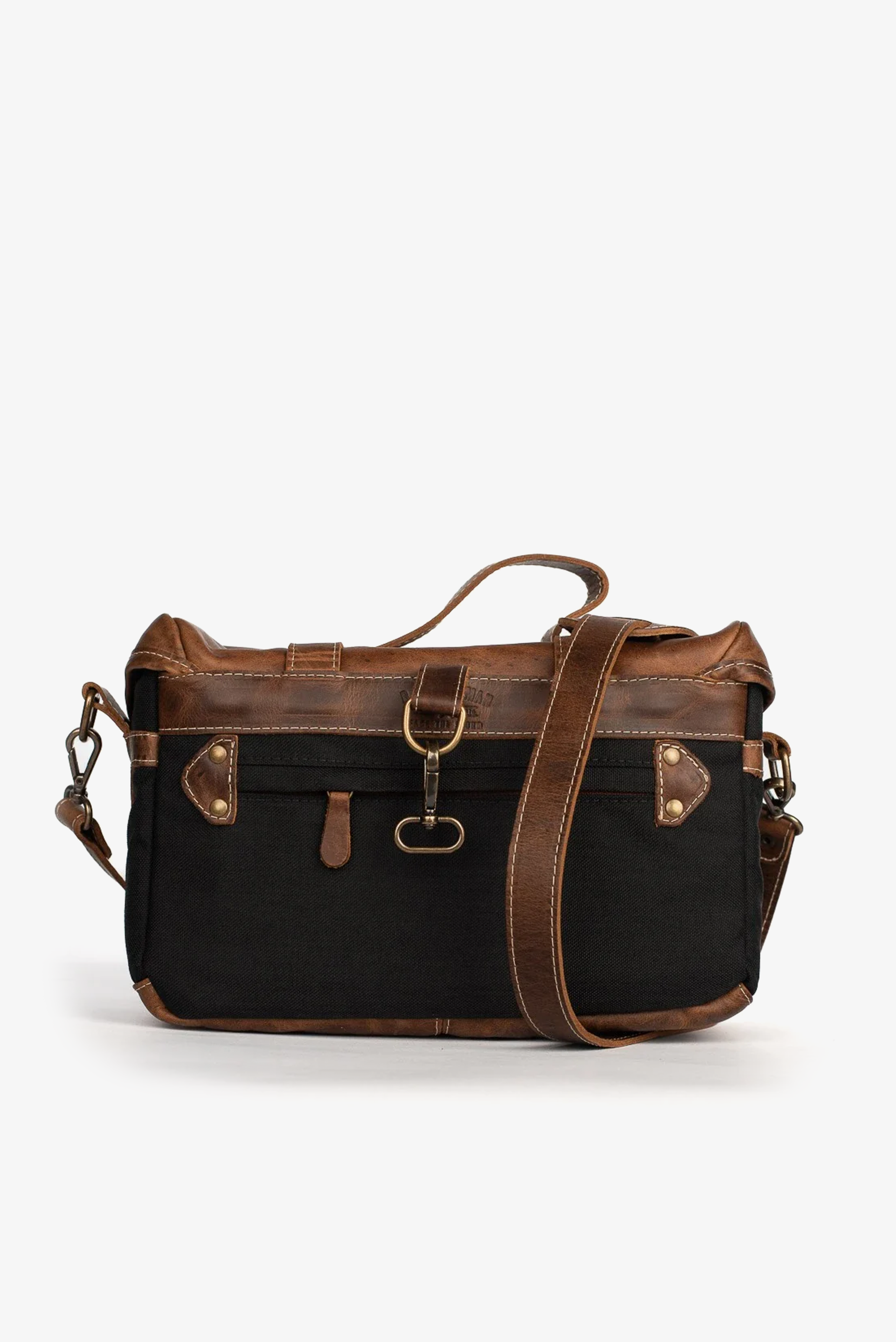 Bolsa Lona Preta c/ Couro Café Penny