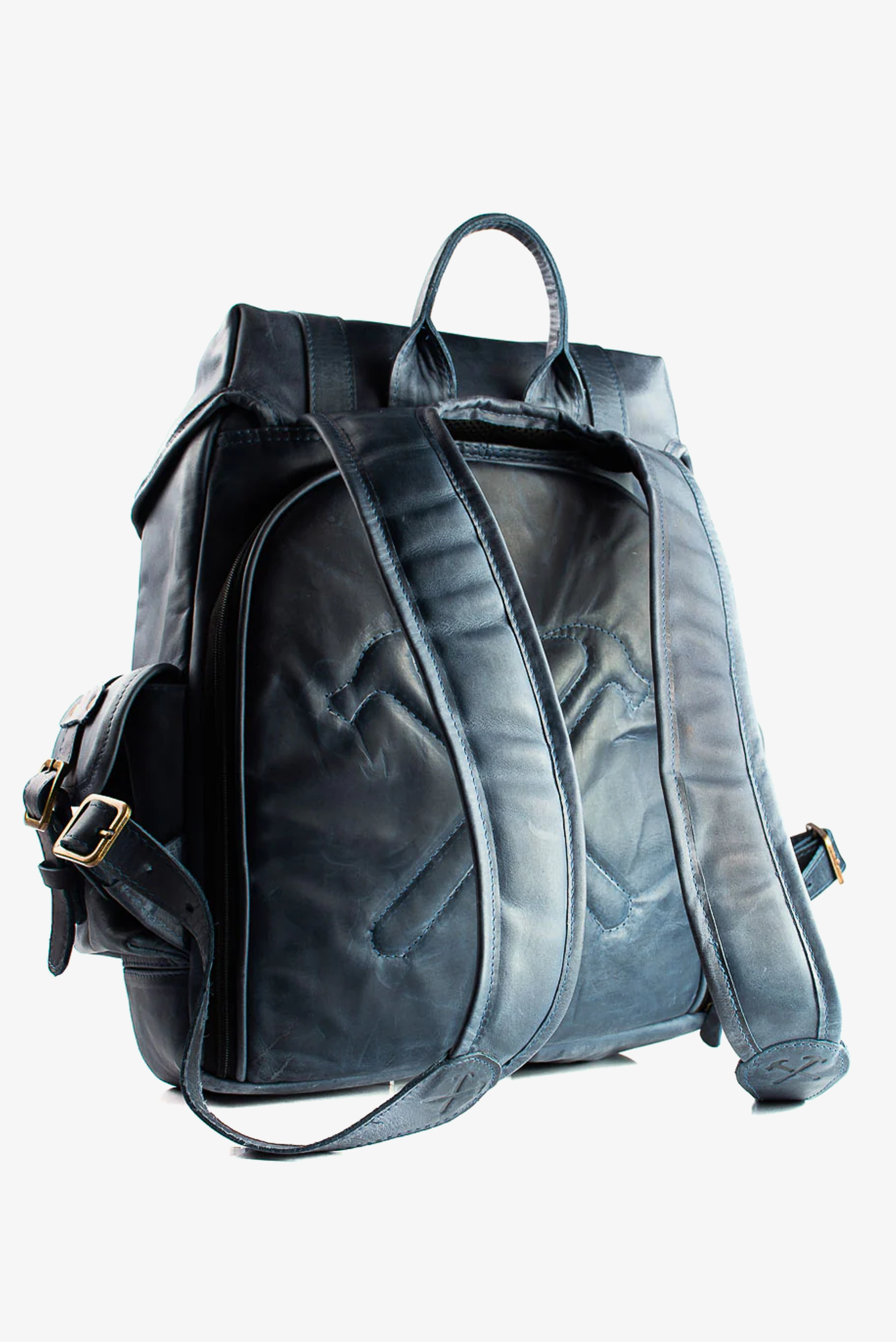 Mochila Couro Azul Ragnar