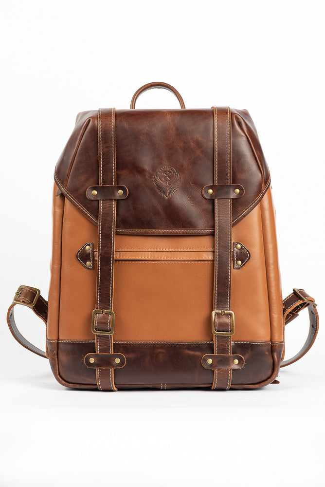 Mochila Metamorphosis Couro Caramelo com Couro Café